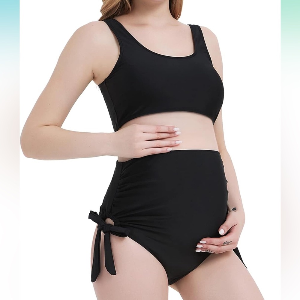 Maternity Black Swimsuit High waisted Bikini M